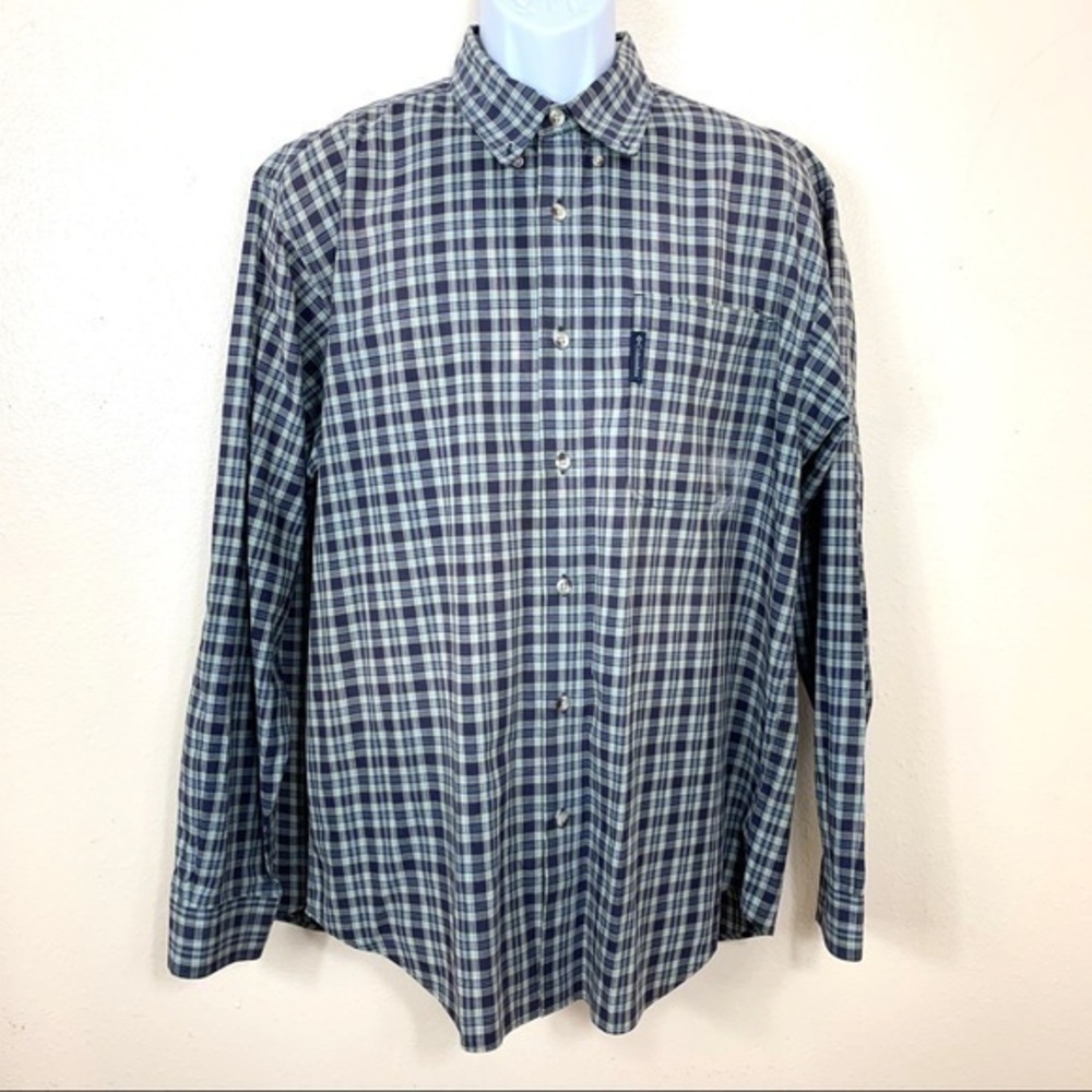 Columbia Men’s plaid casual shirt blue button L
